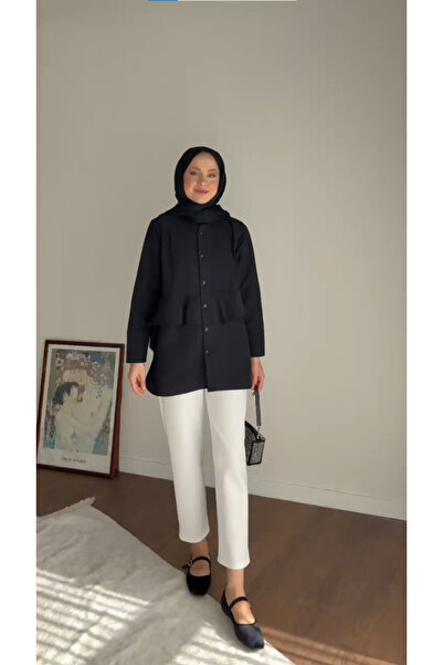 RFK Butik Women's Alerli Seyyar Belt Pack Poplin Shirt Tunic - Black