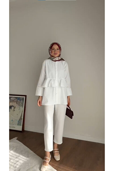 RFK Butik Women's Alerli Seyyar Belt Pack Poplin Shirt Tunic - White