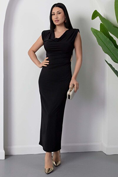 PULLIMM degaje izrez Haljina sa brošem na ramenu i rukavima Nabrano 2026-4549