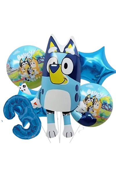 Petityu Bluey Foil Balloon Set Birthday Balloon Age 3