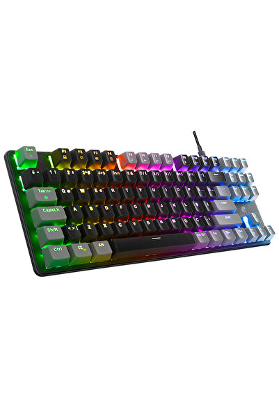 ACER eMachines EAK87 RGB Mekanik Red Switch TKL Oyuncu Klavyesi - Siyah Gri 8...