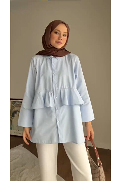 RFK Butik Women's Alerli Seyyar Belt Pack Poplin Shirt Tunic - Blue