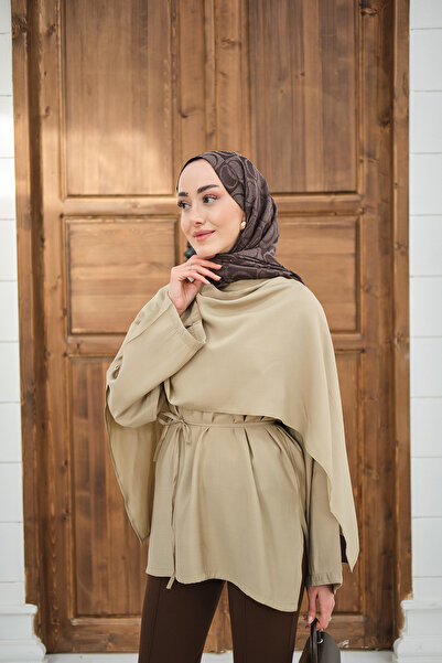 LOCCO Ženska bluza sa šalom i detaljima u struku Na vezivanje od nerca