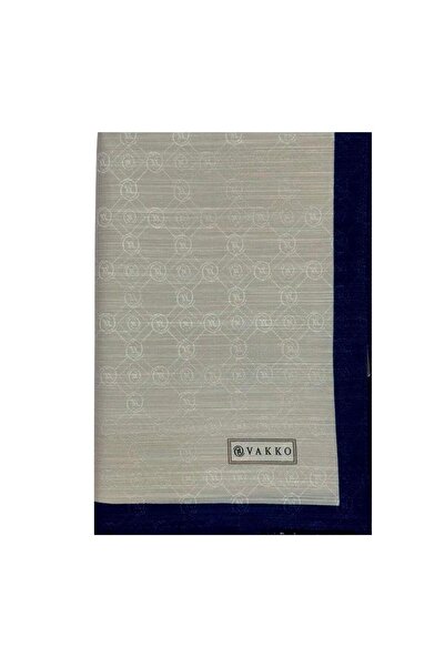 Vakko Pamuk İpek Monogram Şal 44225-Vizon Lacivert