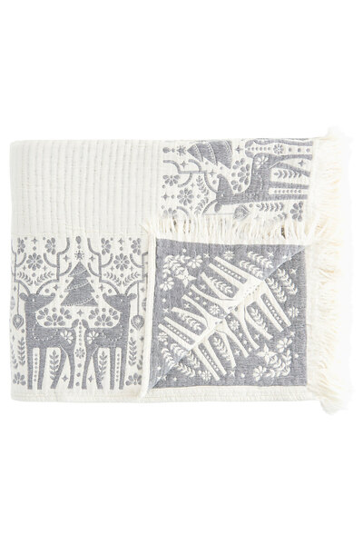 DECOMEX Plaid FOLK 127x178cm cream, gray