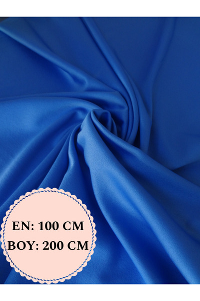 Narin Kumaş Evi Mavi Likralı Parlak Dokuma Kumaş - Pamuk Polyester - Etek, El...