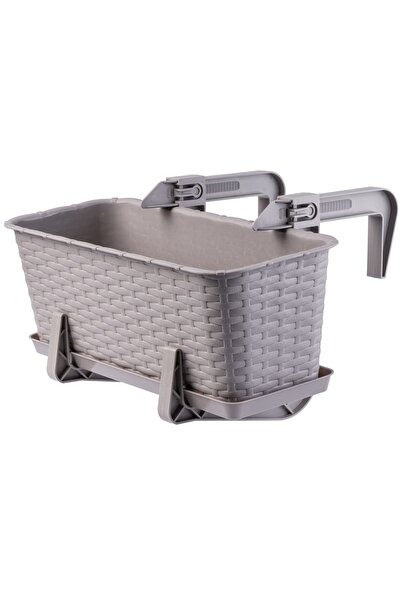 KADAX Balcony Box Flowerpot Planter with Flower Stand 40 cm + Handles, Beige