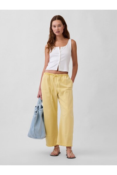 GAP Kadın Sarı Easy Double-Knee Barrel Pantolon