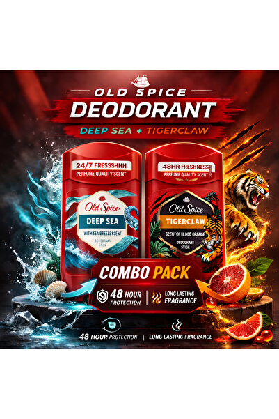 Old Spice مزيل عرق ديب سي آند تايجر كلو، انتعاش يدوم 48 ساعة، 2 × 50 مل