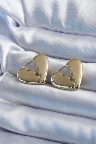 online kapsulavm avm alışveriş Gold Color Broken Heart Model Brass Women's Ea...