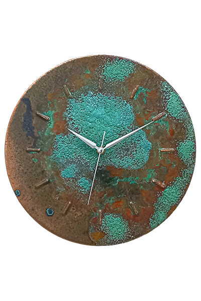 Copper Empire Blue Patina Medieval Style Handmade Copper Wall Clock
