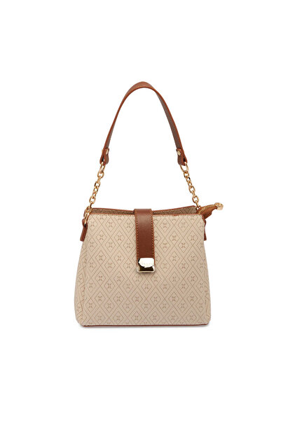 Tergan Bej Print Kadın Omuz Çantası - S26Y1PR09178-E52