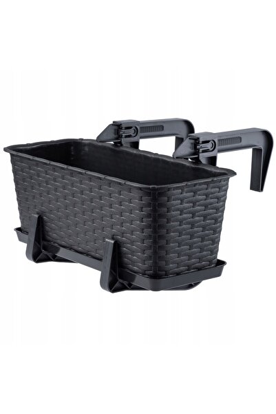 KADAX Ghiveci de balcon cu suport pentru flori 40 cm + mânere, antracit