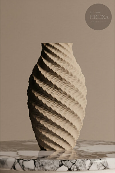 Smile3D Bohem Tarz Spiral Tasarım Dekoratif Vazo - 3D Baskı ve Lisanslı - 25 cm