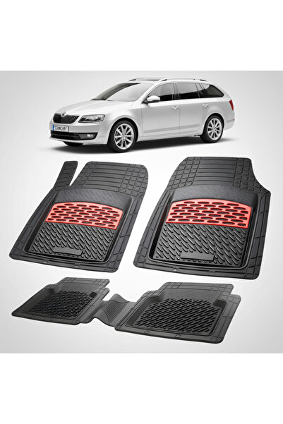 TEAMCAR Skoda Octavia III Compatible Floor Mats Combi 2013-2016 | Red