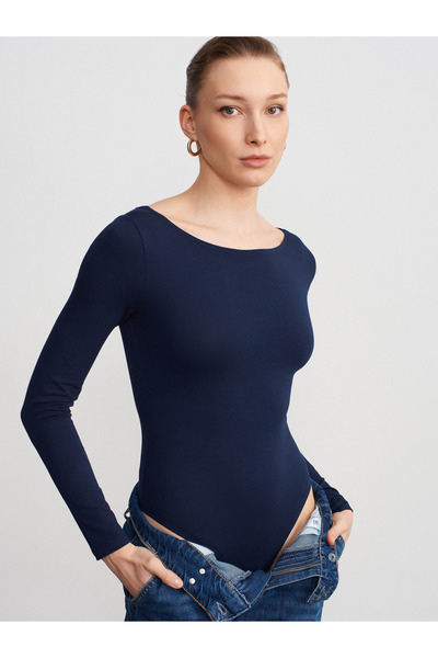 Dilvin 32549 Bodi sa lađastim izrezom - tamnoplava