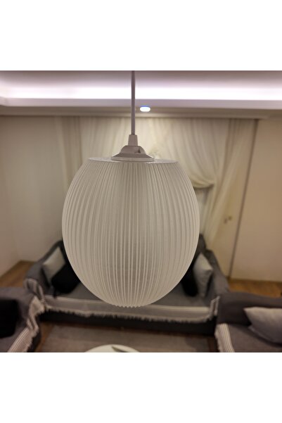 3DcraftTr Modern Pleat Sarkıt Avize - 19 x 19 - Beyaz/Şeffaf/Şeffaf Pembe