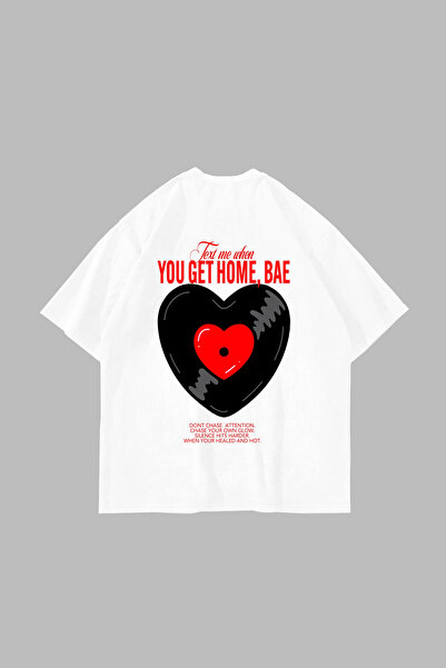 Bak Moda Λευκό μπλουζάκι Unisex με στάμπα "Text Me " σε μεγάλο μέγεθος