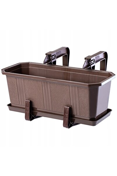 KADAX Ghiveci de balcon cu suport pentru flori și mânere, maro, 40 cm