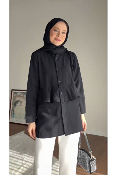 RFK Butik Women's Alerli Seyyar Belt Pack Poplin Shirt Tunic - Black