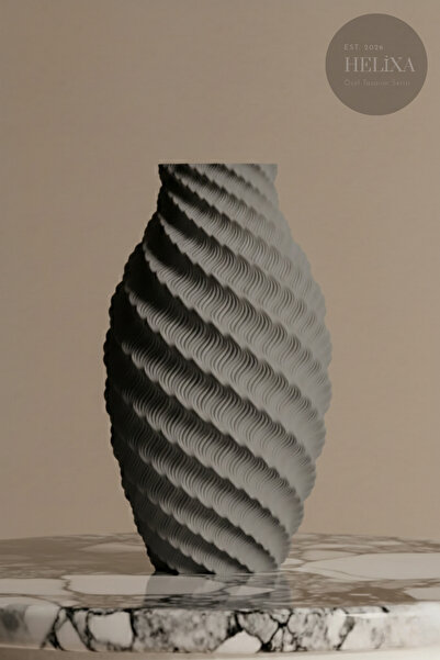 Smile3D Bohem Tarz Spiral Tasarım Dekoratif Vazo - 3D Baskı ve Lisanslı - 25 cm