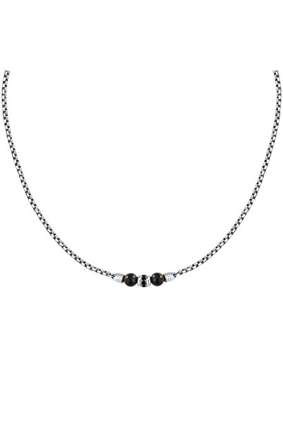 MORELLATO Lant Pietre, Ochi Tigru, inox argintiu, lungime 50cm, S1744