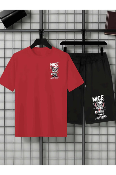 Flow touch Nice Shorts T-Shirt - Shorts Bottom Top Tracksuit Set B Printed O ...