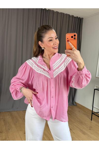 Size Özgü Pembe Fisto Detay Gömlek