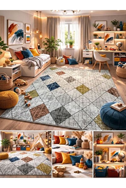 Dinarsu Renkli Jel Kesme Halı Yolluk