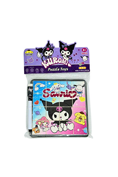 OEM Puzzle Magnetic Kuromi, 16 Cuburi 3x3 cm, Joc Educativ cu Tablă și Marker...