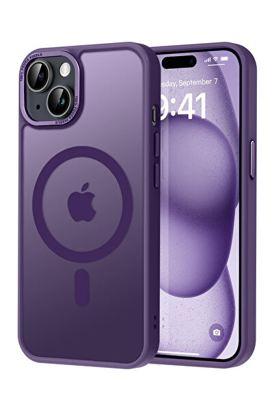VERTEK Διαφανές ματ μαγνητική θήκη σιλικόνης για iPhone 15 - Μωβ