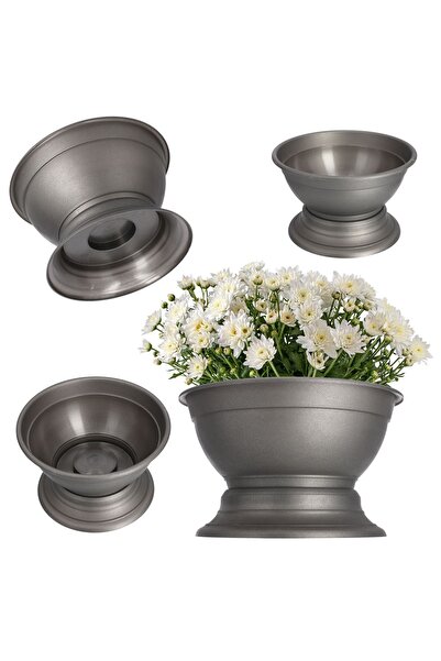 KADAX Ghiveci pentru pietre funerare de cimitir, capac din plastic, 18 cm, gr...