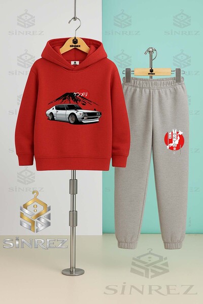 SİNREZ Children's Unisexaraba Tokyo Dag Onunde Hooded Tracksuit Set