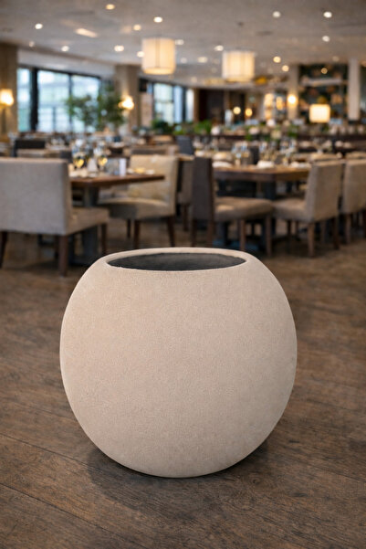 Yades Modern Küre Fiberglass Saksı 45 cm – Dekoratif Salon & Bahçe Saksısı