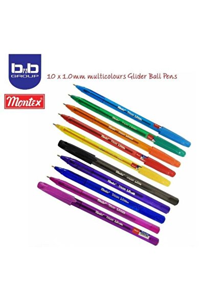 MONTEX TRICON Ballpoint Pens, MULTICOLOUR, Medium Point (1.0mm), Pack of 10