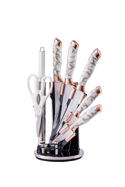 WDA Kitchen Knife Set, 9Pcs Stainless Steel Non Stick Knife Block Set, Sharp ...