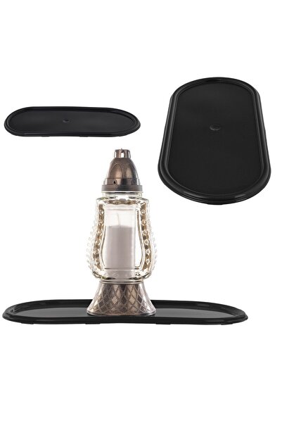 KADAX Grave Candle Stand 44 cm Grave Tray Stand Black Plastic