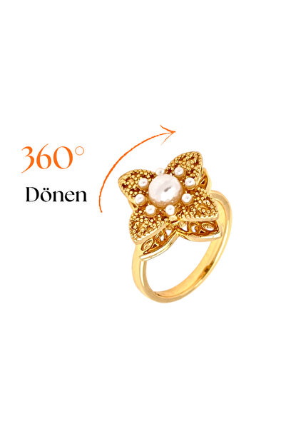 Siya Silver Steel Rotating Adjustable Zircon Stone Clover Stress Ring