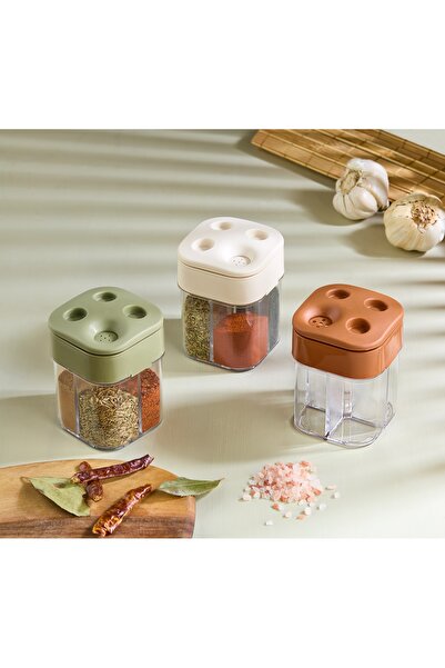 lovagroup 3’lü Baharatlık Seti 4 Gözlü – Döner Ayarlı Kapaklı Bölmeli Baharat...