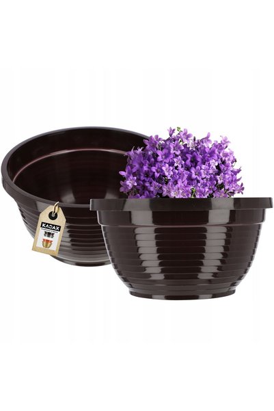 KADAX Ghiveci pentru cimitir, piatră funerară din plastic, bol cu ​​crizantemă, 13 cm, maro