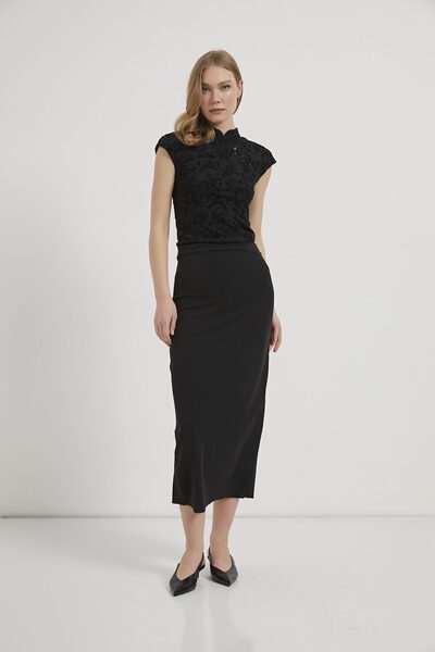 Arma Life ARMALIFE 10475 Elastično DUGA SUKNJA OLOVKA ZA ŽENE SA PROREZOM POZADU