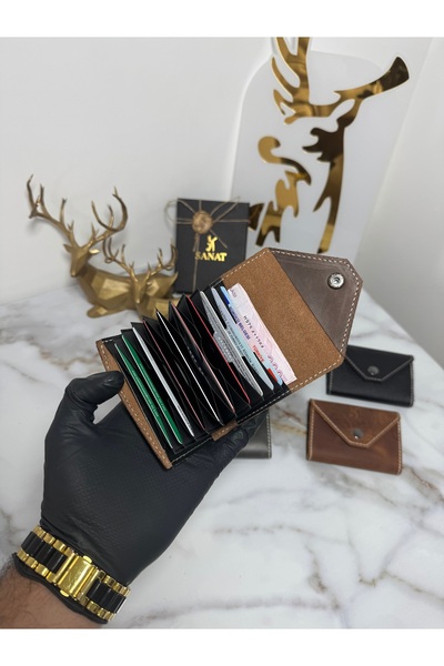 SANAT 100% Genuine Crazy Leather Legacy Handmade Accordion Card Holder - Mini...