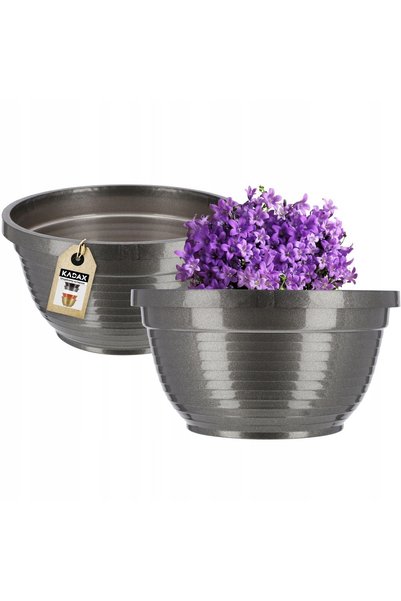KADAX Ghiveci pentru cimitir, piatră funerară din plastic, bol de cimitir, crizantemă, 13 cm, grafit