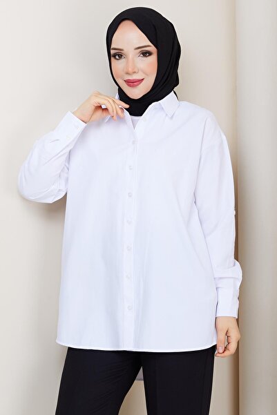 hafsamina Hijab Shirt White Hm2894