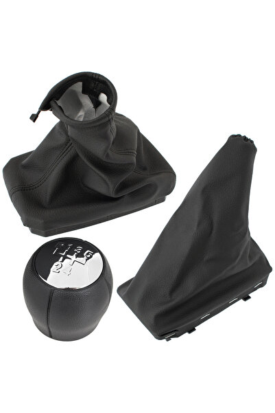 Other Opel Corsa C 2000- CHROME 5 SPEED gear knob + gear shift boot + handbra...
