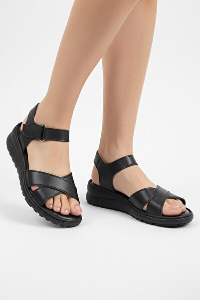 ISPARTALILAR 26-103S PUN Ortopedski đon Dan Žene Sandale Papuče Crna Sandale