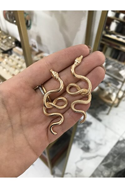 the ASEL İNCİ Gold Yılan Model Küpe