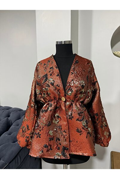 Store Etnik Desen Kabartmakı kadın Brokar Ceket