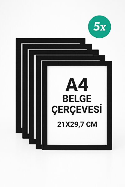 Sadrazam 5 komada crnog A4 okvira za dokumente sa pravim staklom – 21x29,7 cm...