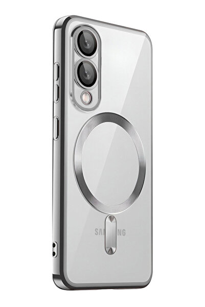 VERTEK Luxury Magnetic Case, camera protection, for Galaxy S25 Edge, Silver